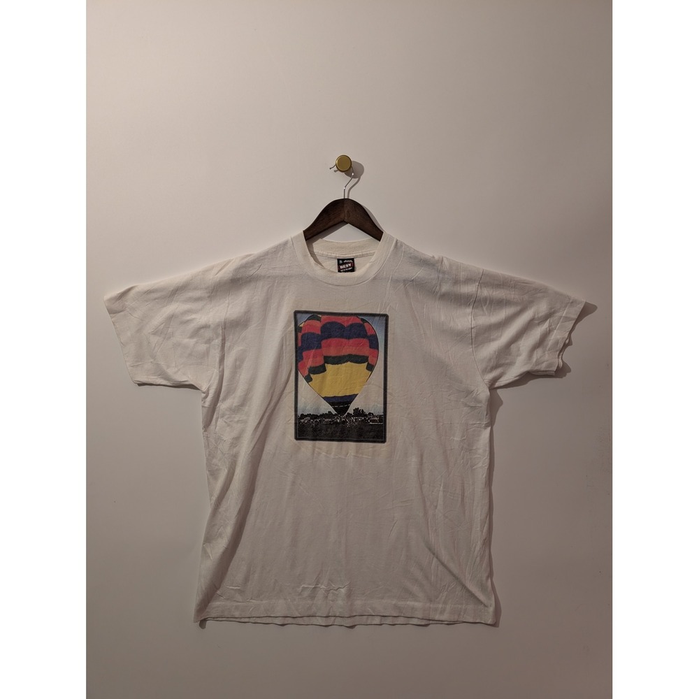 Fruit of the Loom T-Shirt Mens XL White Excellent Hot Air Balloon Vintage 90s US
